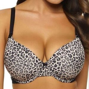 Paramour Tan/Black Leopard Print Padded Bra Sz 42DDD